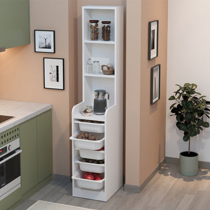 Έπιπλο κουζίνας - μπάνιου Utah Megapap με 5 συρτάρια χρώμα λευκό 34,6x44,3x178εκ. - Hippiehome.gr