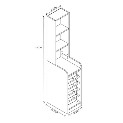 Έπιπλο κουζίνας - μπάνιου Utah Megapap με 5 συρτάρια χρώμα λευκό 34,6x44,3x178εκ. - Hippiehome.gr