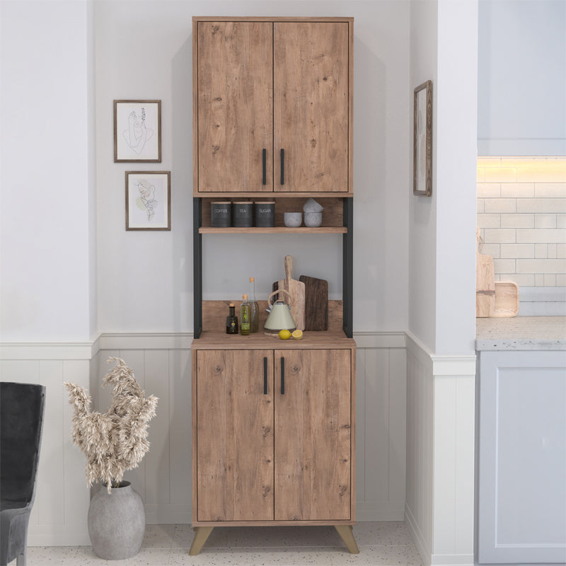Έπιπλο κουζίνας Sedef Megapap χρώμα pine oak 61x40x202,1εκ. - Hippiehome.gr