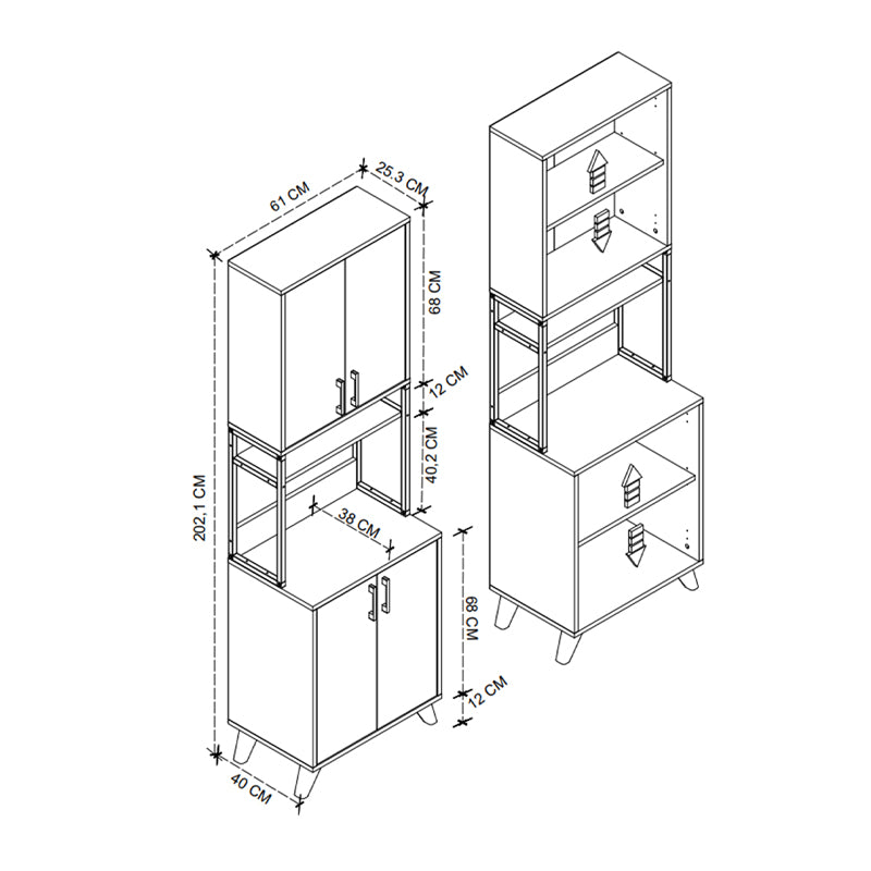 Έπιπλο κουζίνας Sedef Megapap χρώμα pine oak 61x40x202,1εκ. - Hippiehome.gr