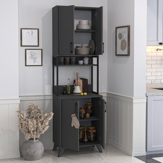 Έπιπλο κουζίνας Sedef Megapap χρώμα ανθρακί 61x40x202,1εκ. - Hippiehome.gr