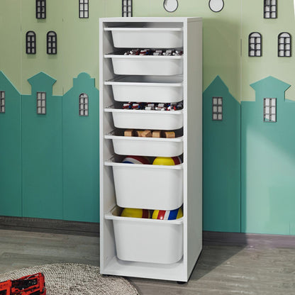 Συρταριέρα κουζίνας - μπάνιου Kayra Megapap με 7 συρτάρια χρώμα λευκό 45,4x30x125εκ. - Hippiehome.gr