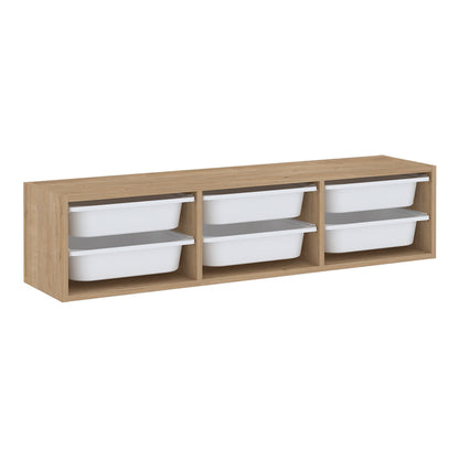 Συρταριέρα επιτοίχια Pavia Megapap με 6 συρτάρια χρώμα sapphire oak 132x31x30,7εκ. - Hippiehome.gr