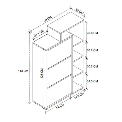 Παπουτσοθήκη Lego Megapap χρώμα pine oak 90x32x143εκ. - Hippiehome.gr