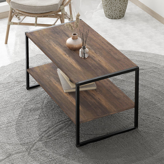 Τραπεζάκι σαλονιού Giza Megapap χρώμα rustic καρυδί 90,2x50,3x50,4εκ. - Hippiehome.gr