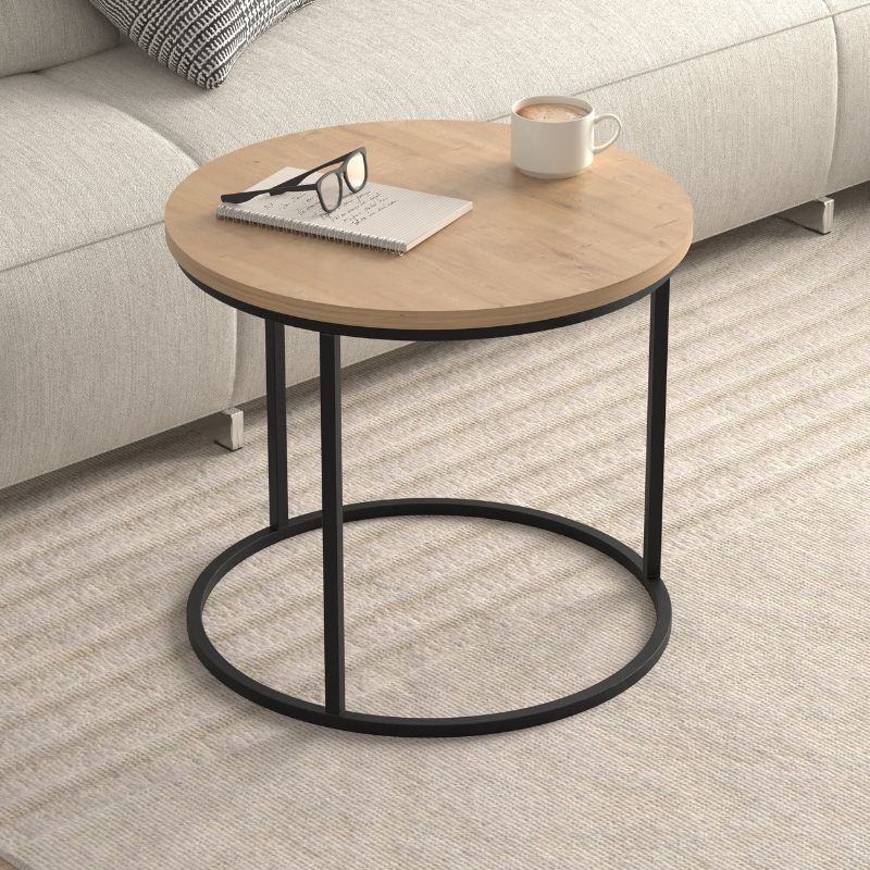 Τραπεζάκι σαλονιού σετ 2 τμχ Hilal Megapap χρώμα sapphire oak Ø66x49,5εκ. - Hippiehome.gr