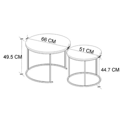 Τραπεζάκι σαλονιού σετ 2 τμχ Hilal Megapap χρώμα sapphire oak Ø66x49,5εκ. - Hippiehome.gr