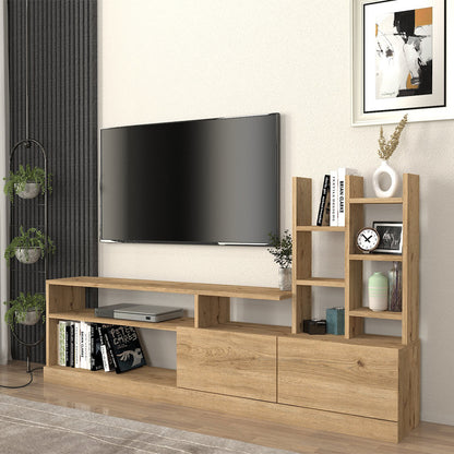 Σύνθεση τηλεόρασης Pesaro Megapap χρώμα sepet oak 165x25x91,3εκ. - Hippiehome.gr