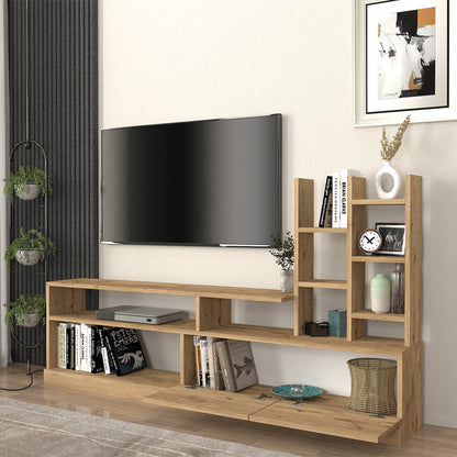Σύνθεση τηλεόρασης Pesaro Megapap χρώμα sepet oak 165x25x91,3εκ. - Hippiehome.gr