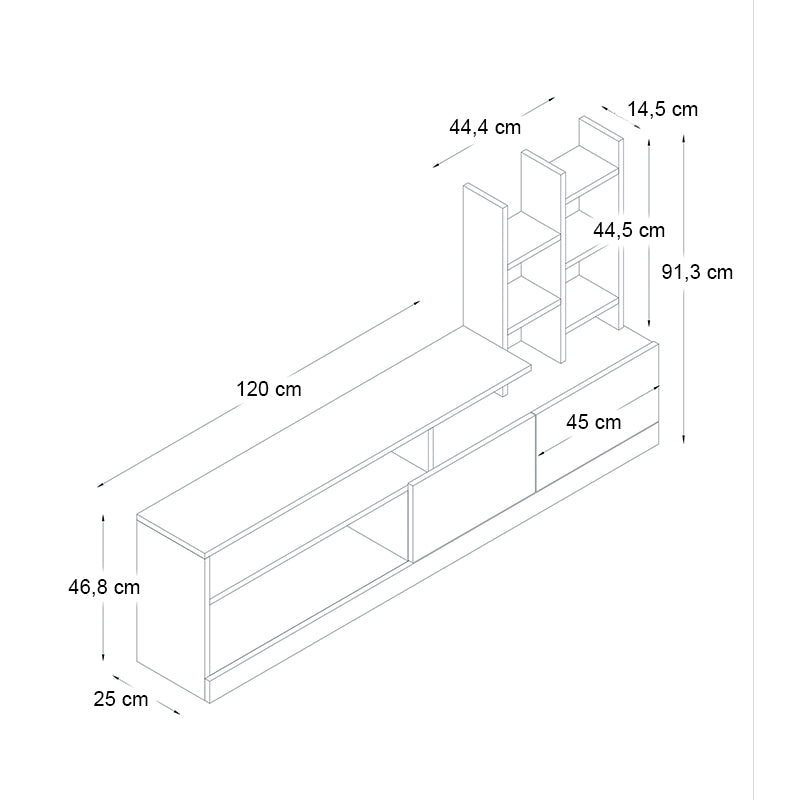 Σύνθεση τηλεόρασης Pesaro Megapap χρώμα sepet oak 165x25x91,3εκ. - Hippiehome.gr