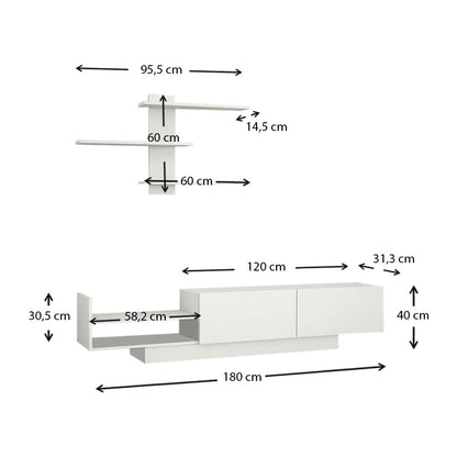 Σύνθεση τηλεόρασης Egemen Megapap χρώμα λευκό 180x32x40εκ. - Hippiehome.gr