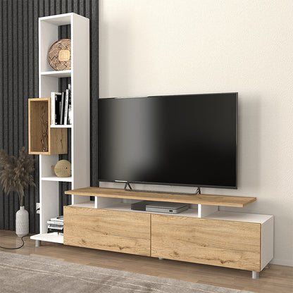 Σύνθεση τηλεόρασης Tulip Megapap χρώμα λευκό - sepet oak 160x29,5x160εκ. - Hippiehome.gr