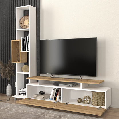 Σύνθεση τηλεόρασης Tulip Megapap χρώμα λευκό - sepet oak 160x29,5x160εκ. - Hippiehome.gr