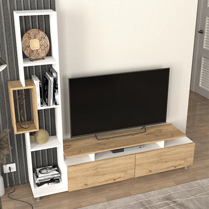 Σύνθεση τηλεόρασης Tulip Megapap χρώμα λευκό - sepet oak 160x29,5x160εκ. - Hippiehome.gr