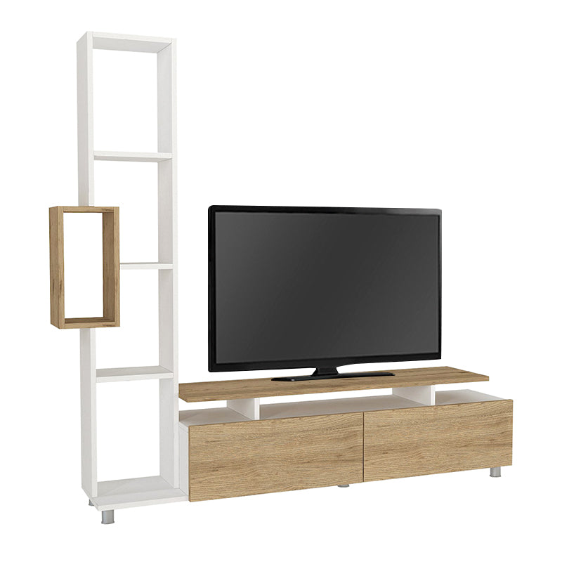 Σύνθεση τηλεόρασης Tulip Megapap χρώμα λευκό - sepet oak 160x29,5x160εκ. - Hippiehome.gr