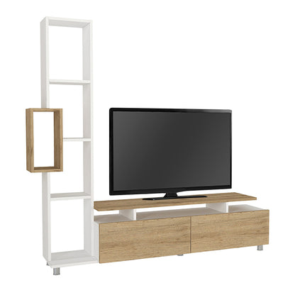 Σύνθεση τηλεόρασης Tulip Megapap χρώμα λευκό - sepet oak 160x29,5x160εκ. - Hippiehome.gr