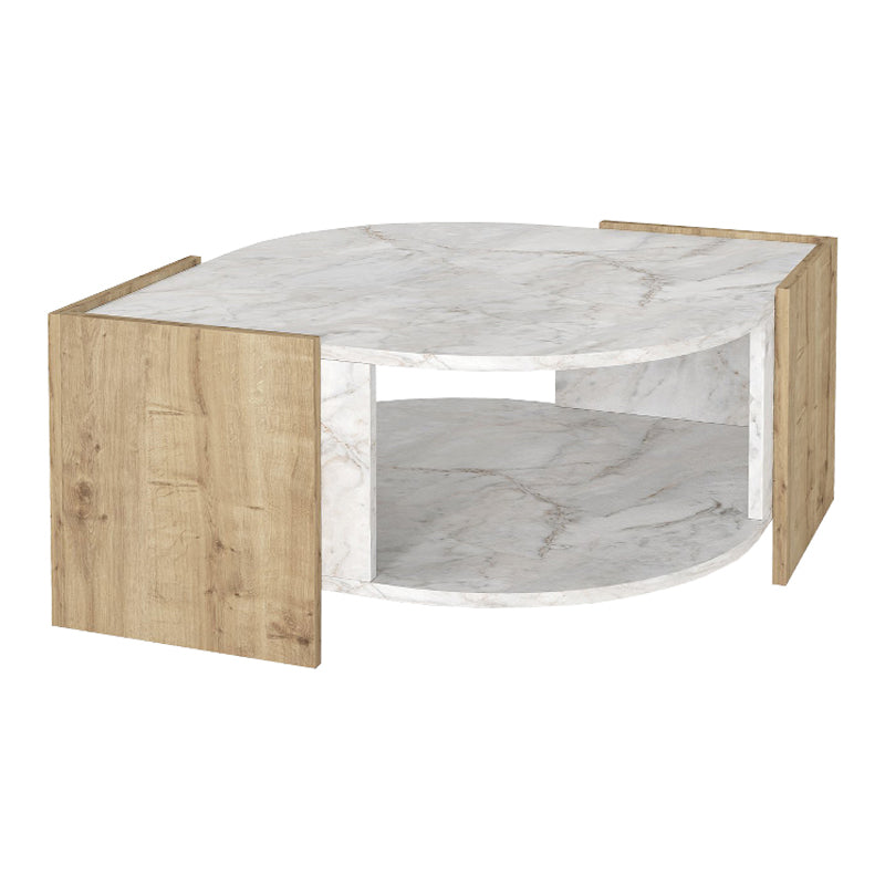 Τραπεζάκι σαλονιού Marbel Megapap χρώμα sapphire oak - λευκό εφέ μαρμάρου 75x75x40εκ. - Hippiehome.gr