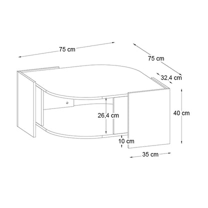 Τραπεζάκι σαλονιού Marbel Megapap χρώμα sapphire oak - λευκό εφέ μαρμάρου 75x75x40εκ. - Hippiehome.gr