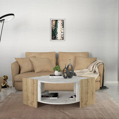 Τραπεζάκι σαλονιού Marbel Megapap χρώμα sapphire oak - λευκό εφέ μαρμάρου 75x75x40εκ. - Hippiehome.gr