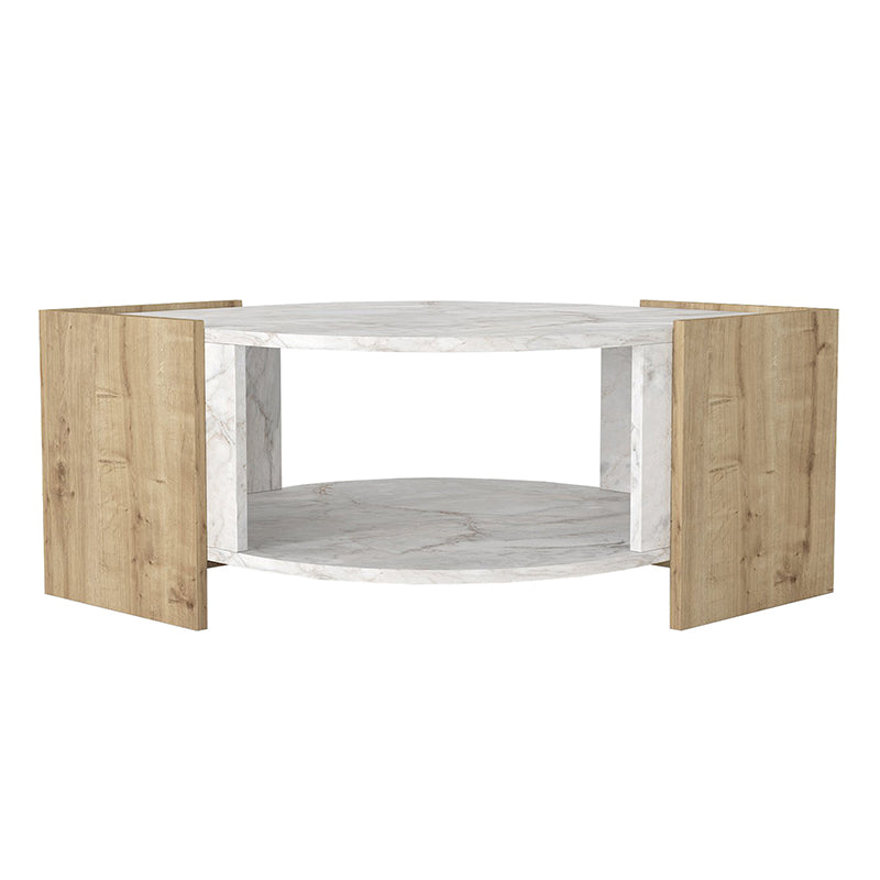 Τραπεζάκι σαλονιού Marbel Megapap χρώμα sapphire oak - λευκό εφέ μαρμάρου 75x75x40εκ. - Hippiehome.gr