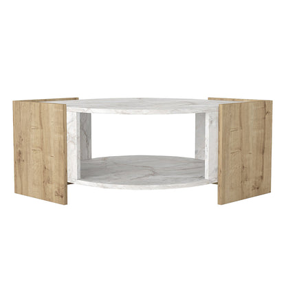 Τραπεζάκι σαλονιού Marbel Megapap χρώμα sapphire oak - λευκό εφέ μαρμάρου 75x75x40εκ. - Hippiehome.gr