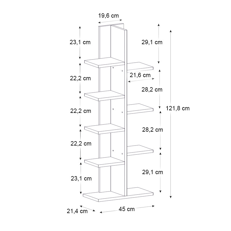 Βιβλιοθήκη Tree Megapap χρώμα sapphire oak 45x21,4x121,8εκ. - Hippiehome.gr
