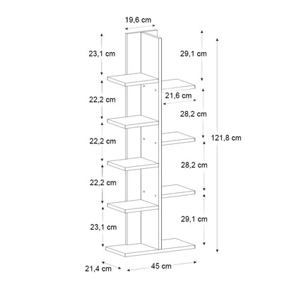 Βιβλιοθήκη Tree Megapap χρώμα sapphire oak 45x21,4x121,8εκ. - Hippiehome.gr