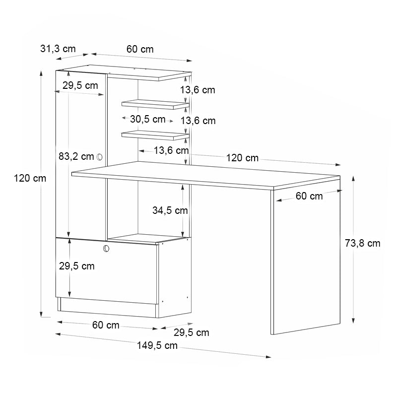 Γραφείο εργασίας Domingo Megapap χρώμα sapphire oak 149,5x60x120εκ. - Hippiehome.gr