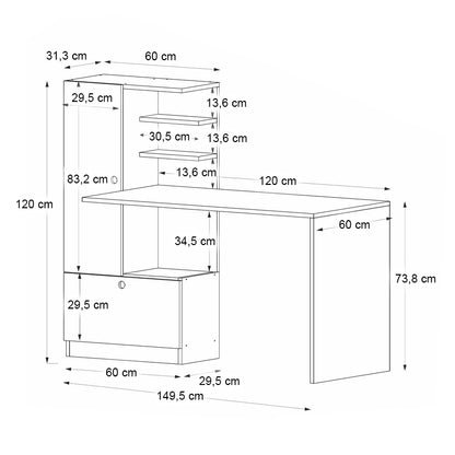 Γραφείο εργασίας Domingo Megapap χρώμα sapphire oak 149,5x60x120εκ. - Hippiehome.gr