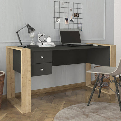 Γραφείο εργασίας Fernando Megapap χρώμα ανθρακί - sapphire oak 158,4x60x72,2εκ. - Hippiehome.gr