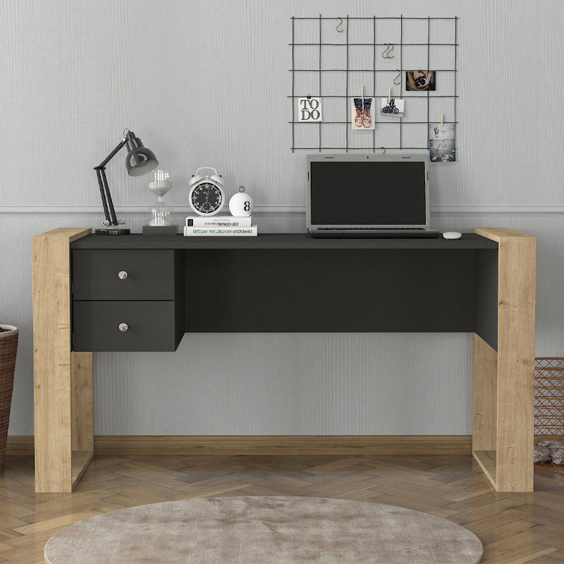 Γραφείο εργασίας Fernando Megapap χρώμα ανθρακί - sapphire oak 158,4x60x72,2εκ. - Hippiehome.gr