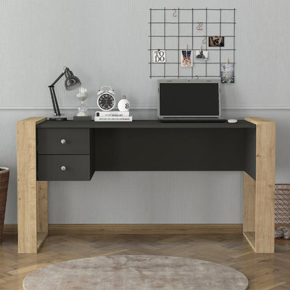 Γραφείο εργασίας Fernando Megapap χρώμα ανθρακί - sapphire oak 158,4x60x72,2εκ. - Hippiehome.gr