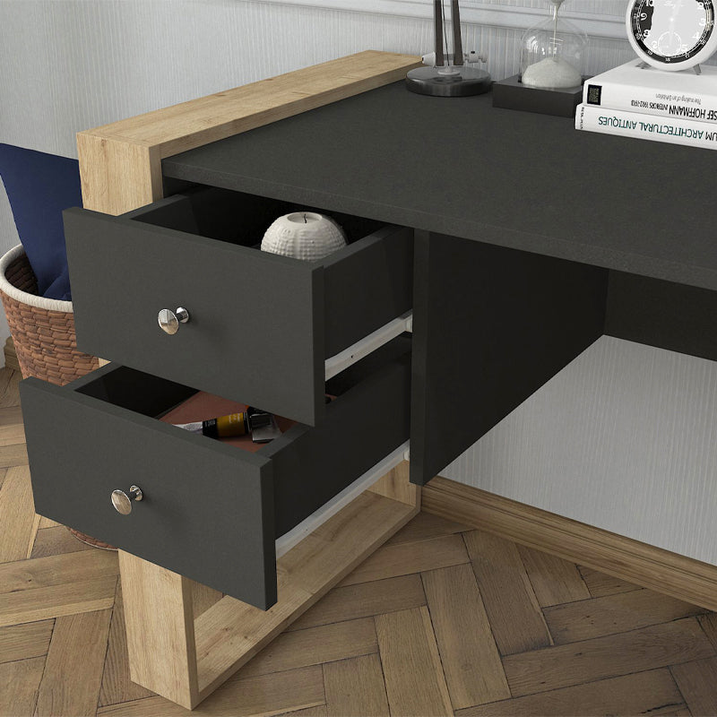 Γραφείο εργασίας Fernando Megapap χρώμα ανθρακί - sapphire oak 158,4x60x72,2εκ. - Hippiehome.gr