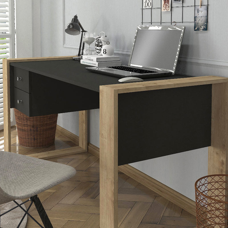 Γραφείο εργασίας Fernando Megapap χρώμα ανθρακί - sapphire oak 158,4x60x72,2εκ. - Hippiehome.gr