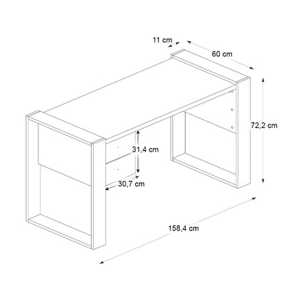 Γραφείο εργασίας Fernando Megapap χρώμα ανθρακί - sapphire oak 158,4x60x72,2εκ. - Hippiehome.gr