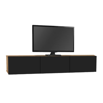 Damla Megapap wall-mounted TV cabinet with LED color sapphire oak - black 180x29.5x29.5cm.