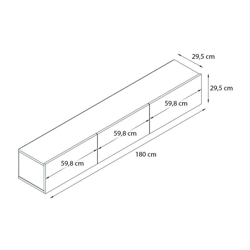 Έπιπλο τηλεόρασης επιτοίχιο Damla Megapap με LED χρώμα sapphire oak - μαύρο 180x29,5x29,5εκ.