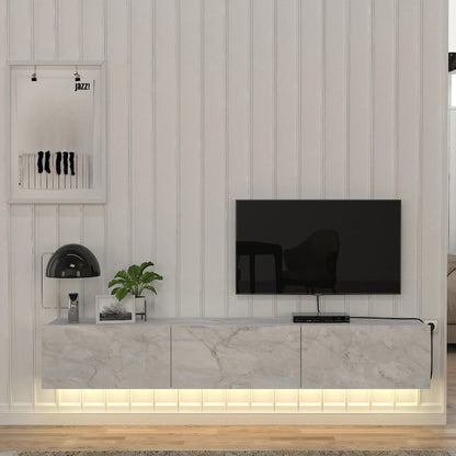 Damla Megapap wall-mounted TV cabinet with LED color white marble effect 180x29.5x29.5cm.