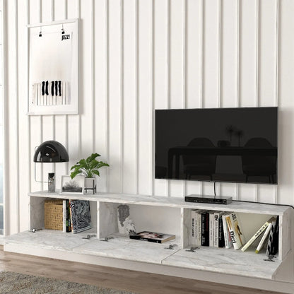 Damla Megapap wall-mounted TV cabinet with LED color white marble effect 180x29.5x29.5cm.