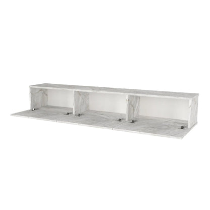 Damla Megapap wall-mounted TV cabinet with LED color white marble effect 180x29.5x29.5cm.