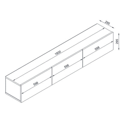 Damla Megapap wall-mounted TV cabinet with LED color white marble effect 180x29.5x29.5cm.