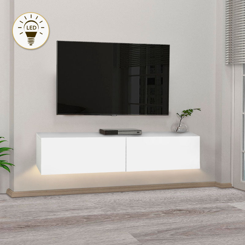 Έπιπλο τηλεόρασης επιτοίχιο Aristo Megapap με LED χρώμα λευκό 135x31,6x25εκ. - Hippiehome.gr