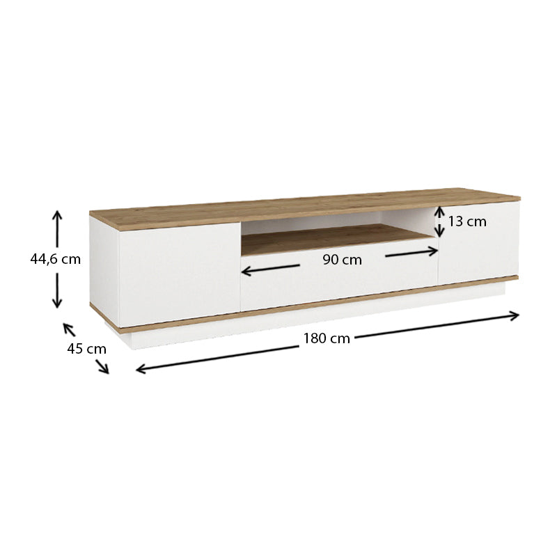 Έπιπλο τηλεόρασης Fedya Megapap χρώμα λευκό - sapphire oak 180x45x44,6εκ. - Hippiehome.gr