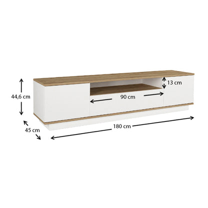 Έπιπλο τηλεόρασης Fedya Megapap χρώμα λευκό - sapphire oak 180x45x44,6εκ. - Hippiehome.gr