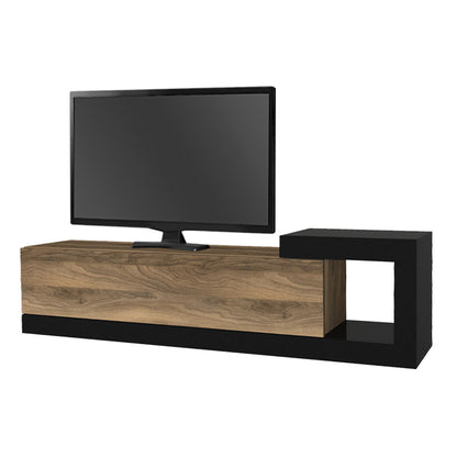 Έπιπλο τηλεόρασης επιτοίχιο Volare Megapap χρώμα καρυδί - μαύρο 150x29,6x38,6εκ. - Hippiehome.gr