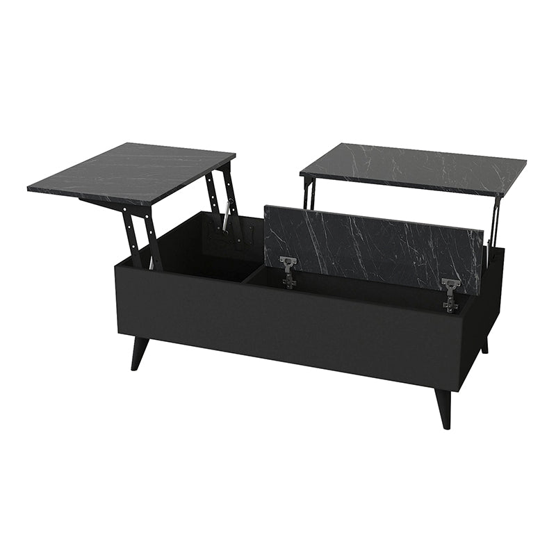 Τραπεζάκι σαλονιού Roy Megapap με σερβιτόρο χρώμα μαύρο - εφέ μαρμάρου 121x69x40εκ. - Hippiehome.gr