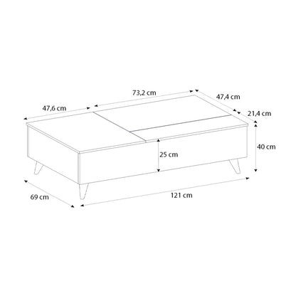 Τραπεζάκι σαλονιού Roy Megapap με σερβιτόρο χρώμα μαύρο - εφέ μαρμάρου 121x69x40εκ. - Hippiehome.gr
