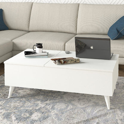 Τραπεζάκι σαλονιού Roy Megapap με σερβιτόρο χρώμα λευκό 121x69x40εκ. - Hippiehome.gr