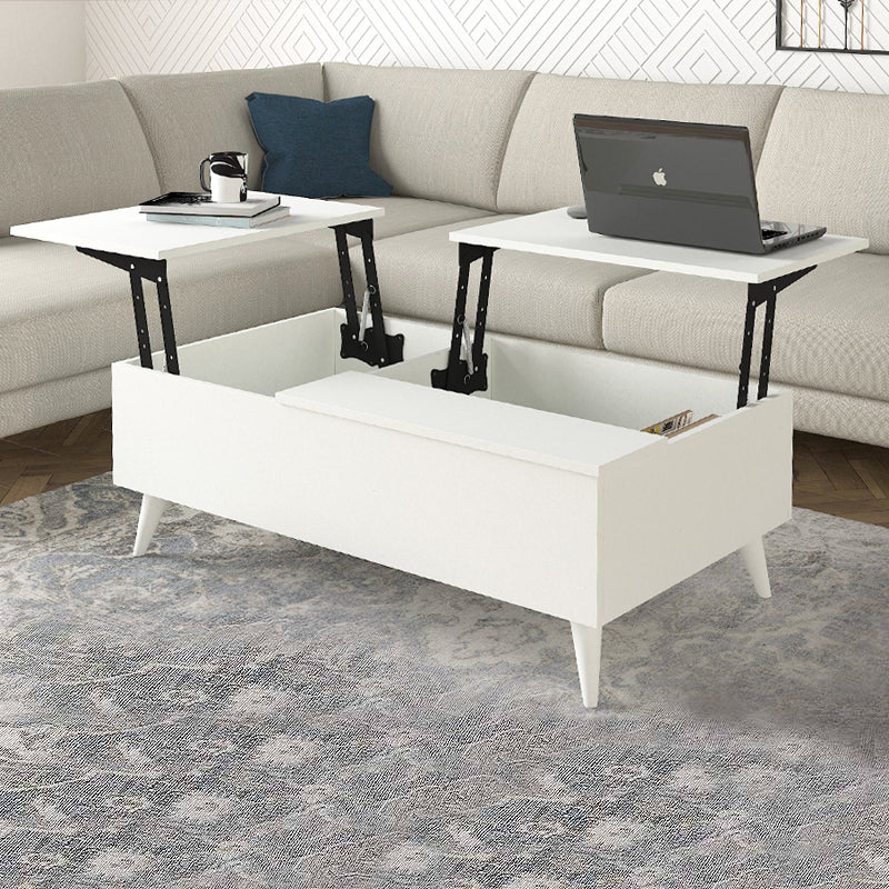 Τραπεζάκι σαλονιού Roy Megapap με σερβιτόρο χρώμα λευκό 121x69x40εκ. - Hippiehome.gr