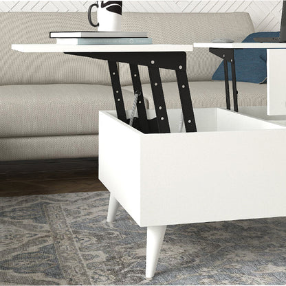 Τραπεζάκι σαλονιού Roy Megapap με σερβιτόρο χρώμα λευκό 121x69x40εκ. - Hippiehome.gr